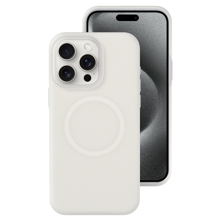 

For iPhone 15 Pro Max Jelly Liquid Silicone MagSafe Magnetic Phone Case(White)
