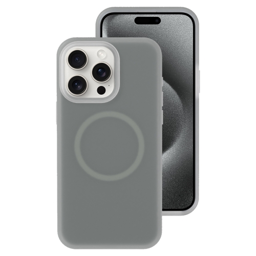 

For iPhone 15 Pro Max Jelly Liquid Silicone MagSafe Magnetic Phone Case(Grey)