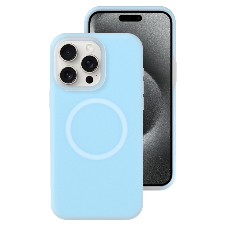 

For iPhone 15 Pro Max Jelly Liquid Silicone MagSafe Magnetic Phone Case(Blue)