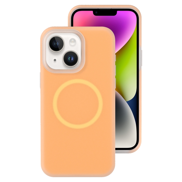 

For iPhone 14 Jelly Liquid Silicone MagSafe Magnetic Phone Case(Orange)