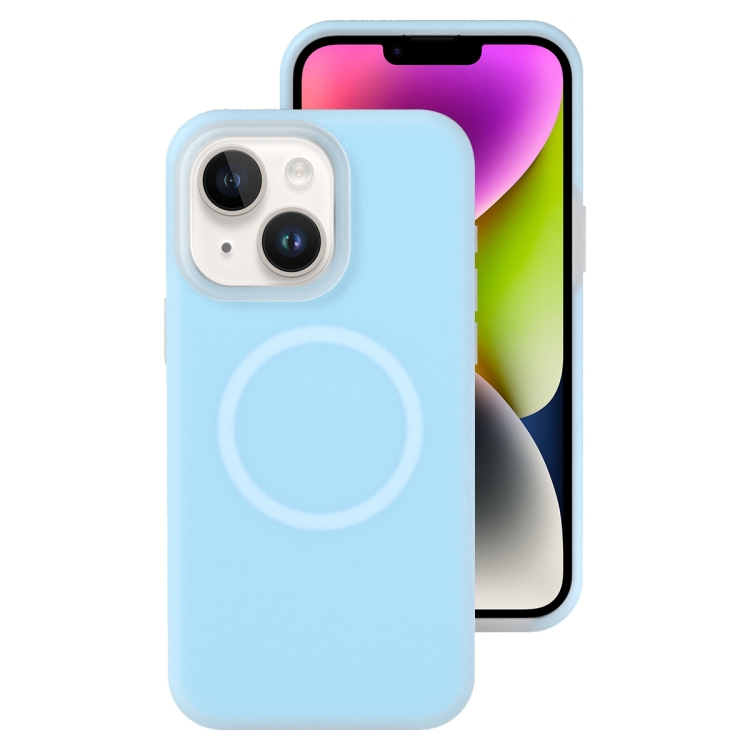 

For iPhone 14 Jelly Liquid Silicone MagSafe Magnetic Phone Case(Blue)
