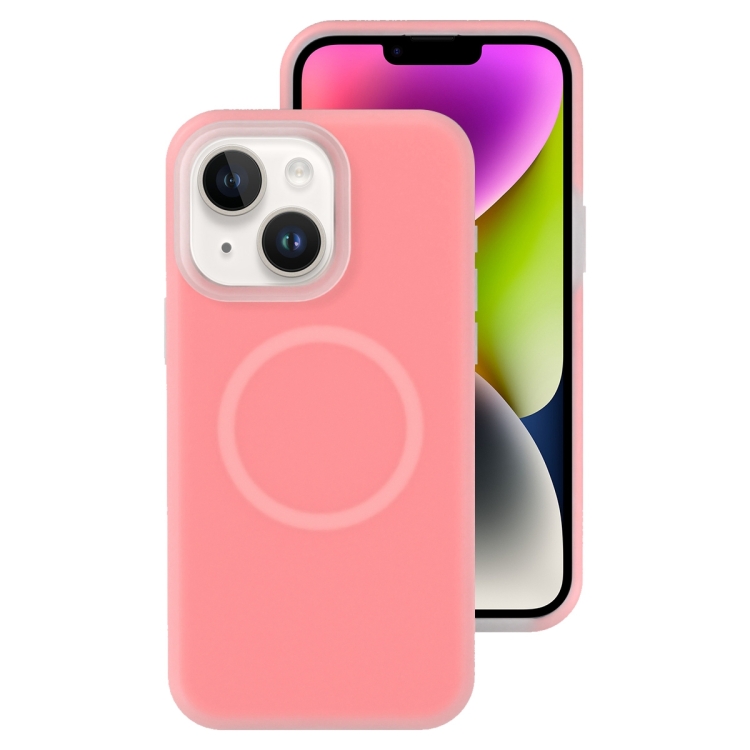 

For iPhone 14 Plus Jelly Liquid Silicone MagSafe Magnetic Phone Case(Berry Powder)