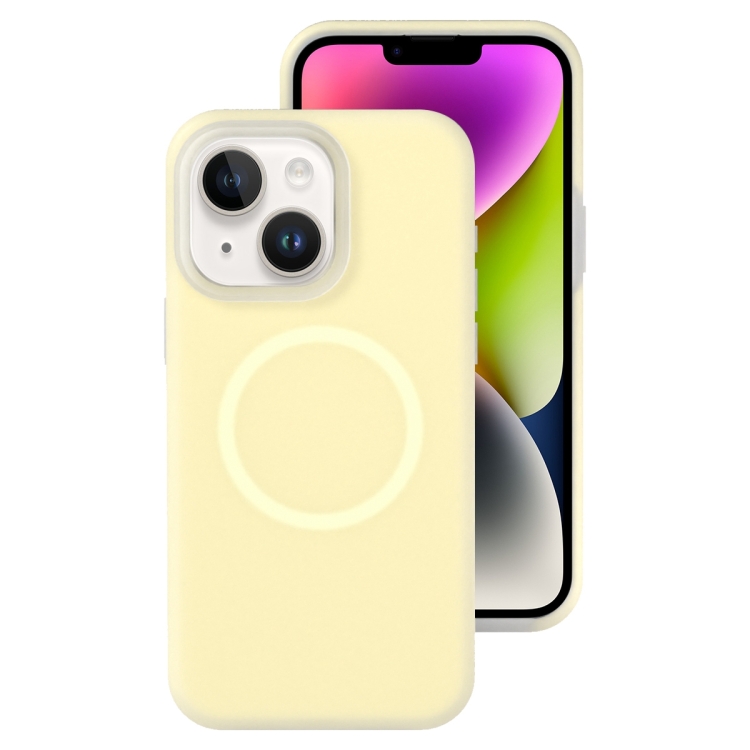 

For iPhone 14 Plus Jelly Liquid Silicone MagSafe Magnetic Phone Case(Yellow)