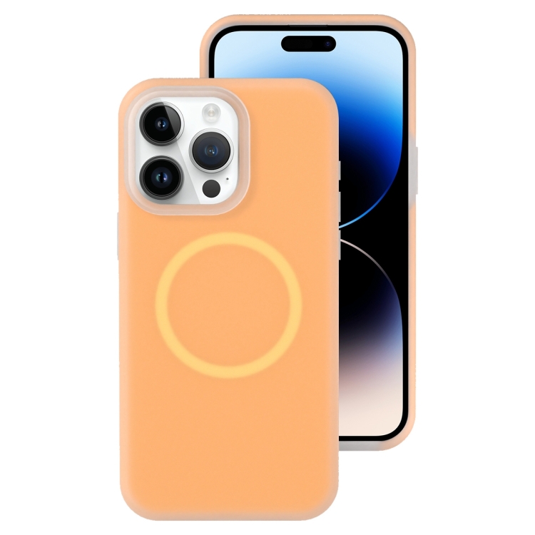 

For iPhone 14 Pro Jelly Liquid Silicone MagSafe Magnetic Phone Case(Orange)