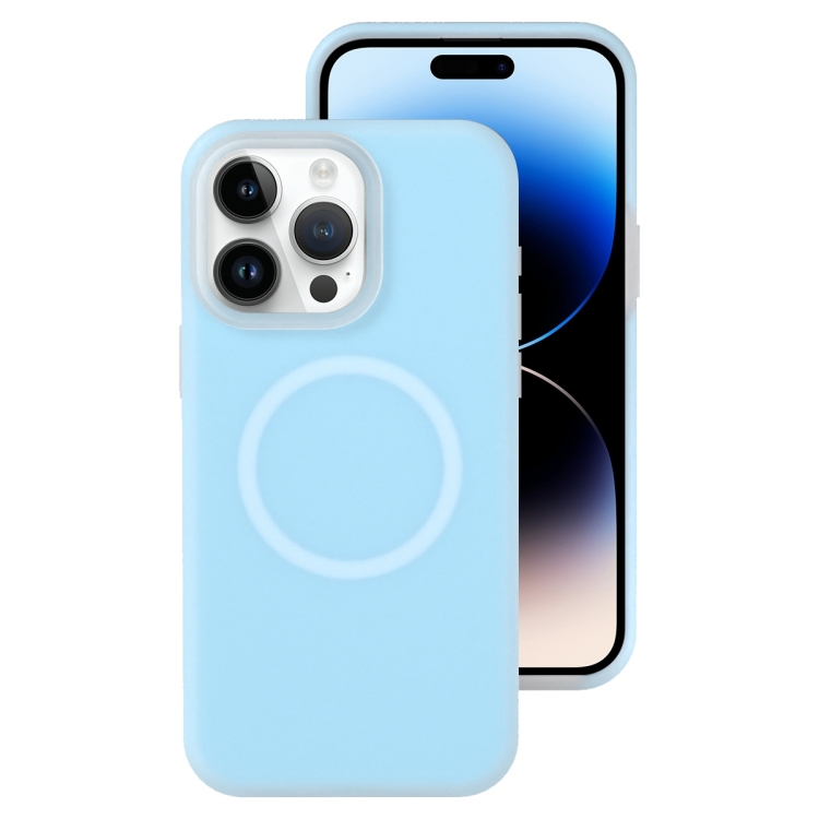 

For iPhone 14 Pro Max Jelly Liquid Silicone MagSafe Magnetic Phone Case(Blue)