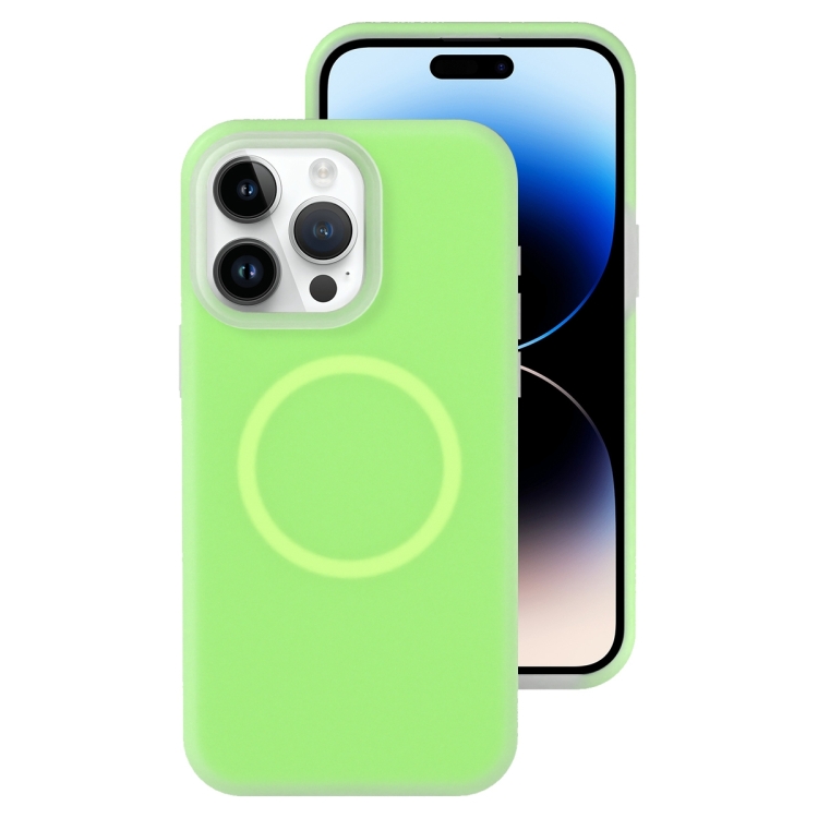 

For iPhone 14 Pro Max Jelly Liquid Silicone MagSafe Magnetic Phone Case(Green)