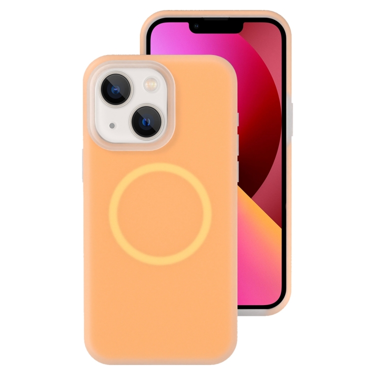 

For iPhone 13 Jelly Liquid Silicone MagSafe Magnetic Phone Case(Orange)