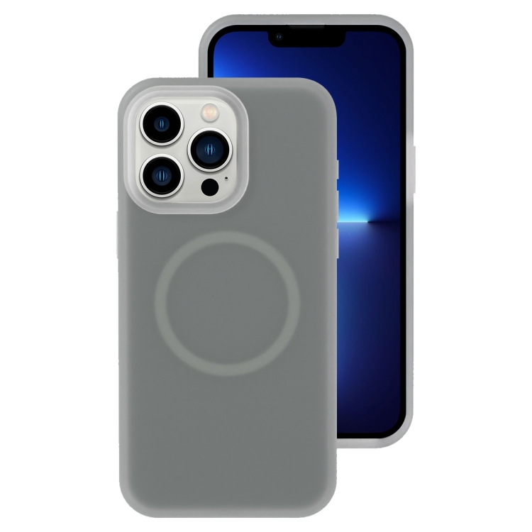 

For iPhone 13 Pro Jelly Liquid Silicone MagSafe Magnetic Phone Case(Grey)