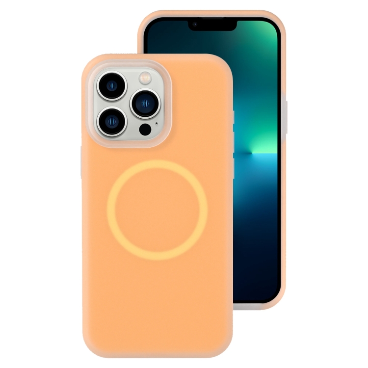 

For iPhone 13 Pro Max Jelly Liquid Silicone MagSafe Magnetic Phone Case(Orange)