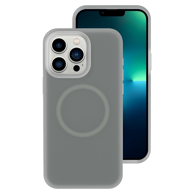 

For iPhone 13 Pro Max Jelly Liquid Silicone MagSafe Magnetic Phone Case(Grey)
