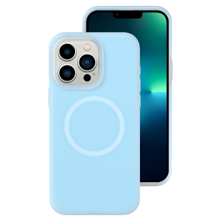 

For iPhone 13 Pro Max Jelly Liquid Silicone MagSafe Magnetic Phone Case(Blue)