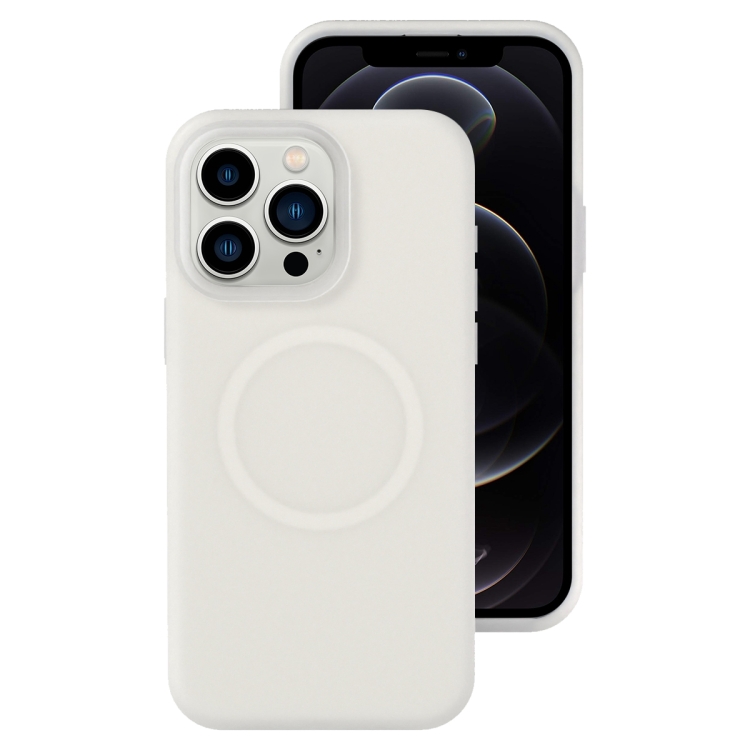 

For iPhone 12 Pro Jelly Liquid Silicone MagSafe Magnetic Phone Case(White)