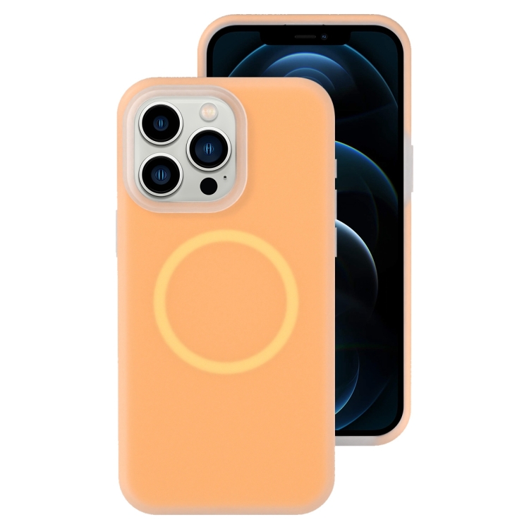 

For iPhone 12 Pro Max Jelly Liquid Silicone MagSafe Magnetic Phone Case(Orange)