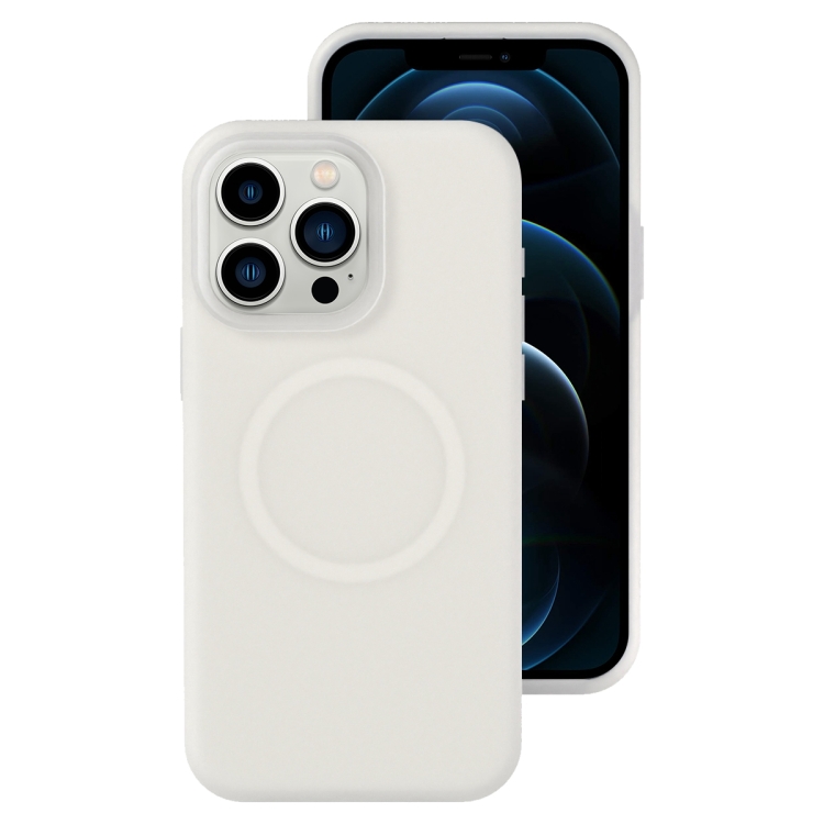

For iPhone 12 Pro Max Jelly Liquid Silicone MagSafe Magnetic Phone Case(White)