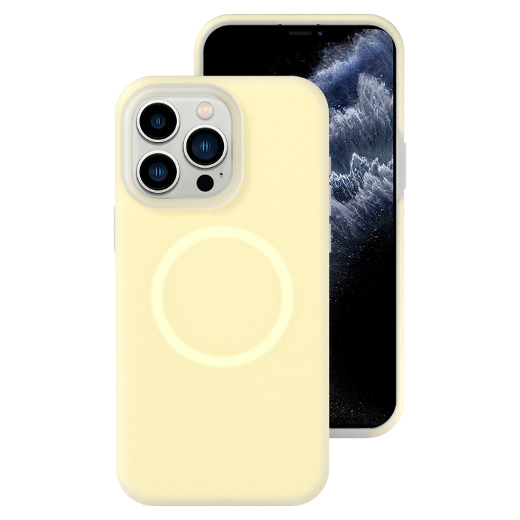 

For iPhone 11 Pro Jelly Liquid Silicone MagSafe Magnetic Phone Case(Yellow)