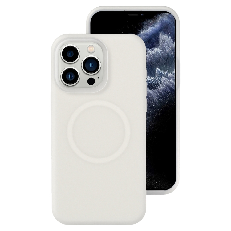 

For iPhone 11 Pro Max Jelly Liquid Silicone MagSafe Magnetic Phone Case(White)
