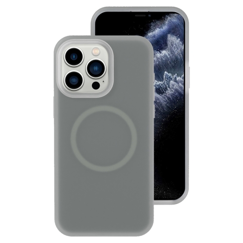 

For iPhone 11 Pro Max Jelly Liquid Silicone MagSafe Magnetic Phone Case(Grey)