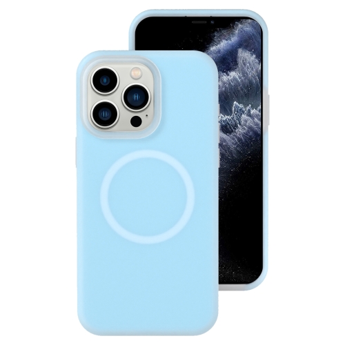 

For iPhone 11 Pro Max Jelly Liquid Silicone MagSafe Magnetic Phone Case(Blue)