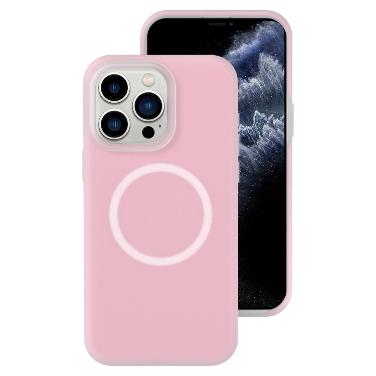 

For iPhone 11 Pro Max Jelly Liquid Silicone MagSafe Magnetic Phone Case(Sand Pink)