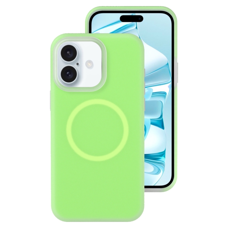 

For iPhone 16 Jelly Liquid Silicone MagSafe Magnetic Phone Case(Green)