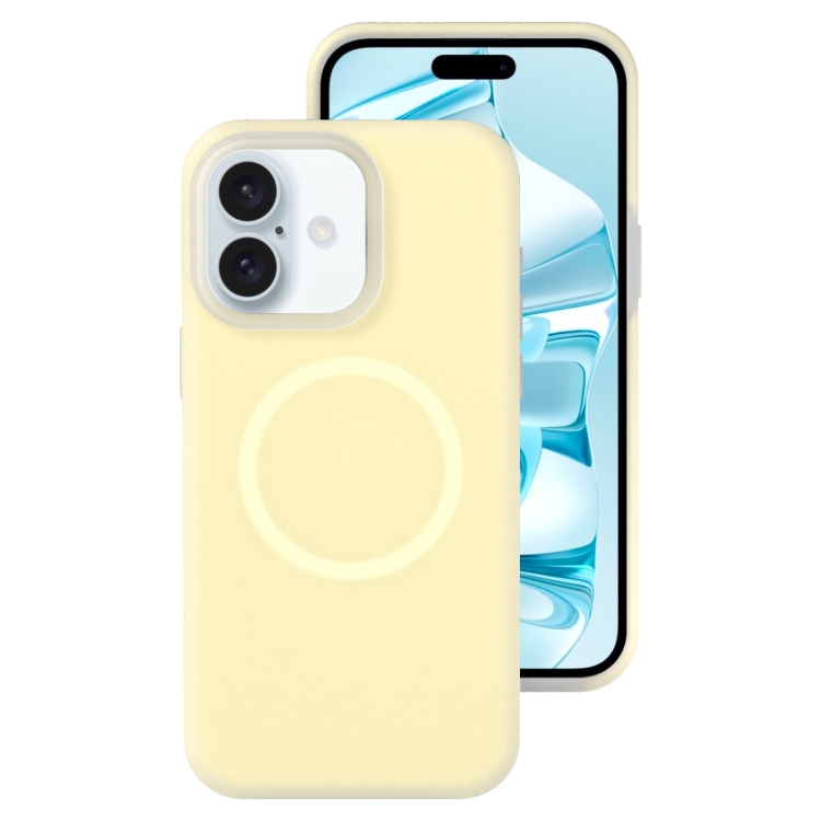 

For iPhone 16 Jelly Liquid Silicone MagSafe Magnetic Phone Case(Yellow)
