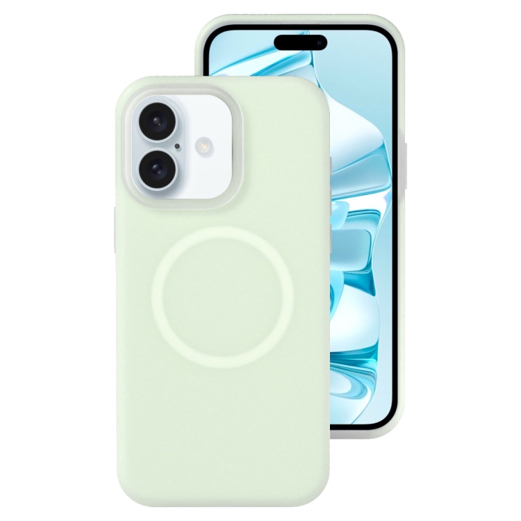 

For iPhone 16 Plus Jelly Liquid Silicone MagSafe Magnetic Phone Case(Mint Mambo)