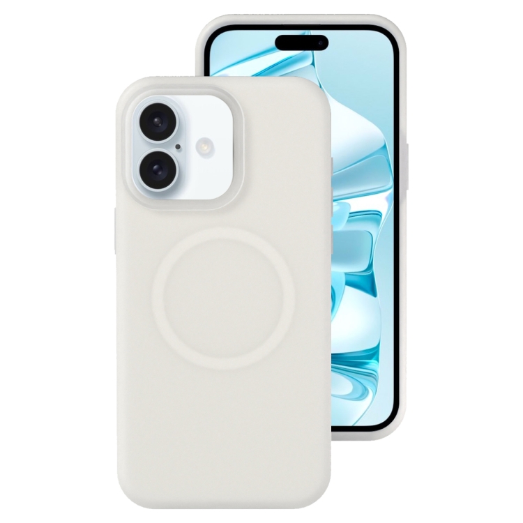 

For iPhone 16 Plus Jelly Liquid Silicone MagSafe Magnetic Phone Case(White)