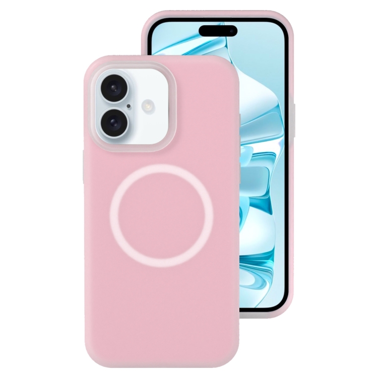 

For iPhone 16 Plus Jelly Liquid Silicone MagSafe Magnetic Phone Case(Sand Pink)