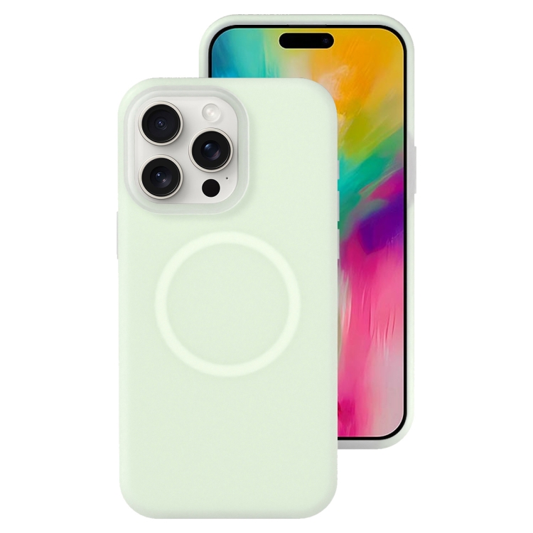

For iPhone 16 Pro Jelly Liquid Silicone MagSafe Magnetic Phone Case(Mint Mambo)