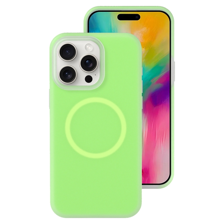 

For iPhone 16 Pro Jelly Liquid Silicone MagSafe Magnetic Phone Case(Green)