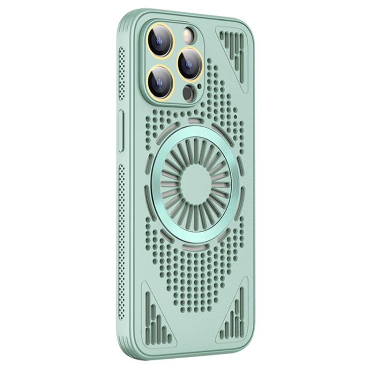 

For iPhone 15 Pro Max Hollow Cooling MagSafe Shockproof Phone Case(Cyan)