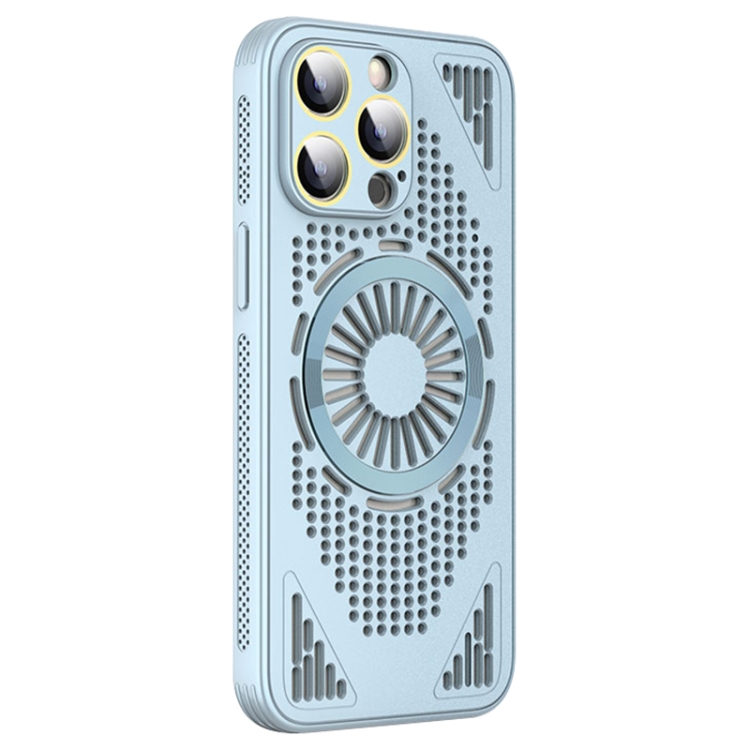 

For iPhone 15 Pro Hollow Cooling MagSafe Shockproof Phone Case(Blue)