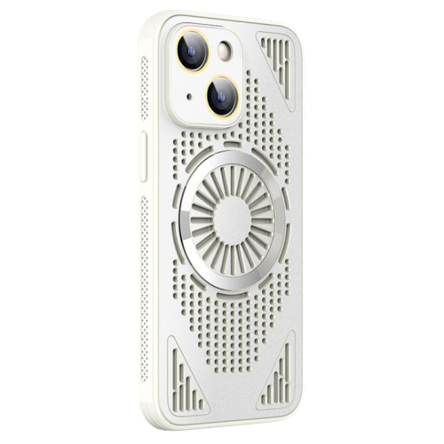 

For iPhone 15 Hollow Cooling MagSafe Shockproof Phone Case(White)