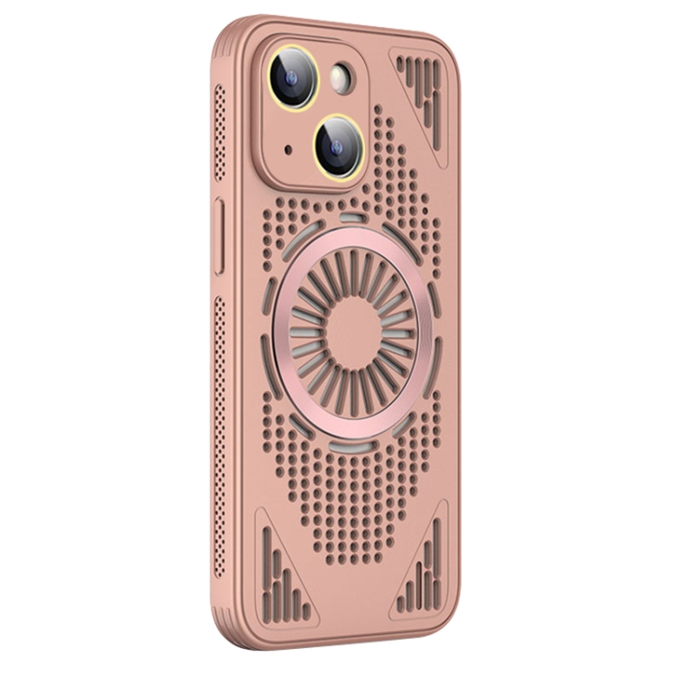 

For iPhone 15 Hollow Cooling MagSafe Shockproof Phone Case(Pink)