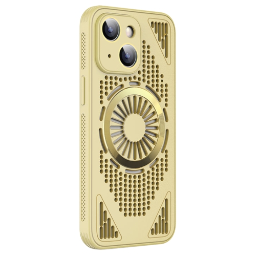 

For iPhone 14 Hollow Cooling MagSafe Shockproof Phone Case(Yellow)