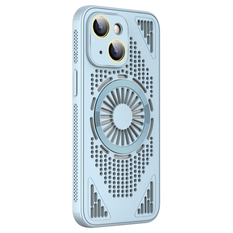 

For iPhone 14 Hollow Cooling MagSafe Shockproof Phone Case(Blue)