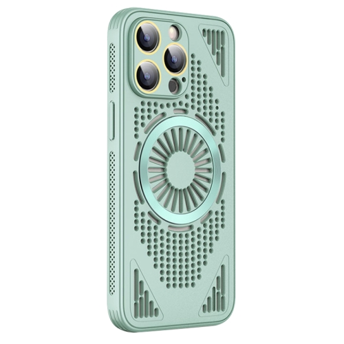 

For iPhone 14 Pro Max Hollow Cooling MagSafe Shockproof Phone Case(Cyan)