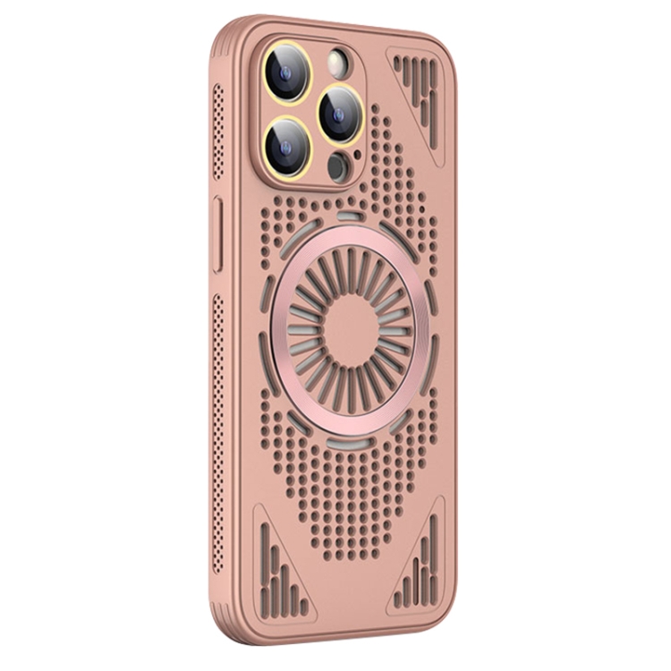 

For iPhone 14 Pro Max Hollow Cooling MagSafe Shockproof Phone Case(Pink)