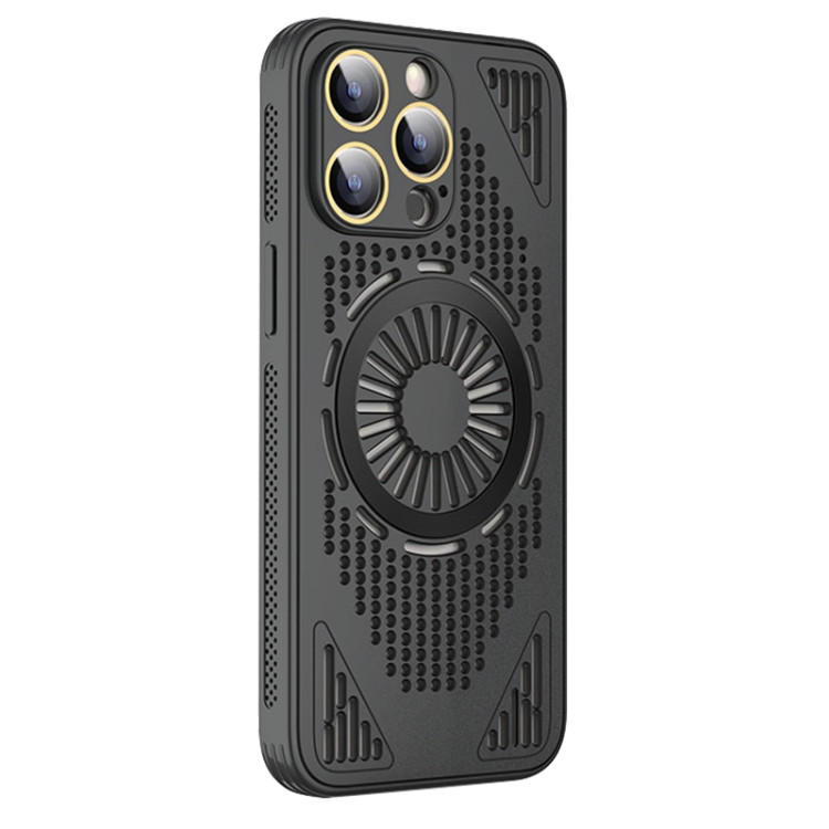 

For iPhone 13 Pro Max Hollow Cooling MagSafe Shockproof Phone Case(Black)