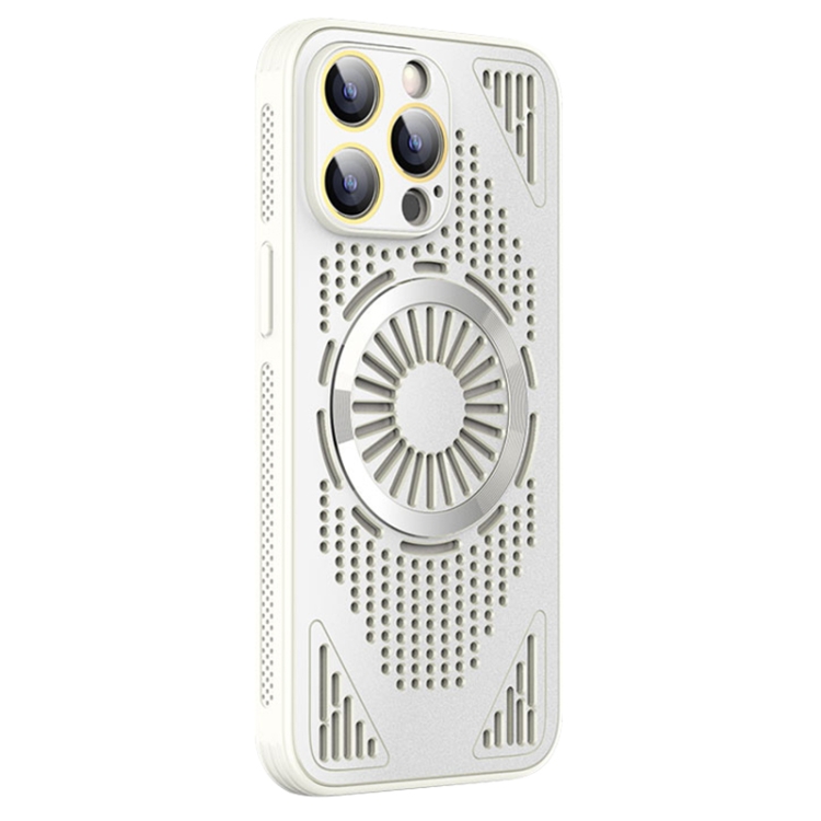 

For iPhone 13 Pro Max Hollow Cooling MagSafe Shockproof Phone Case(White)