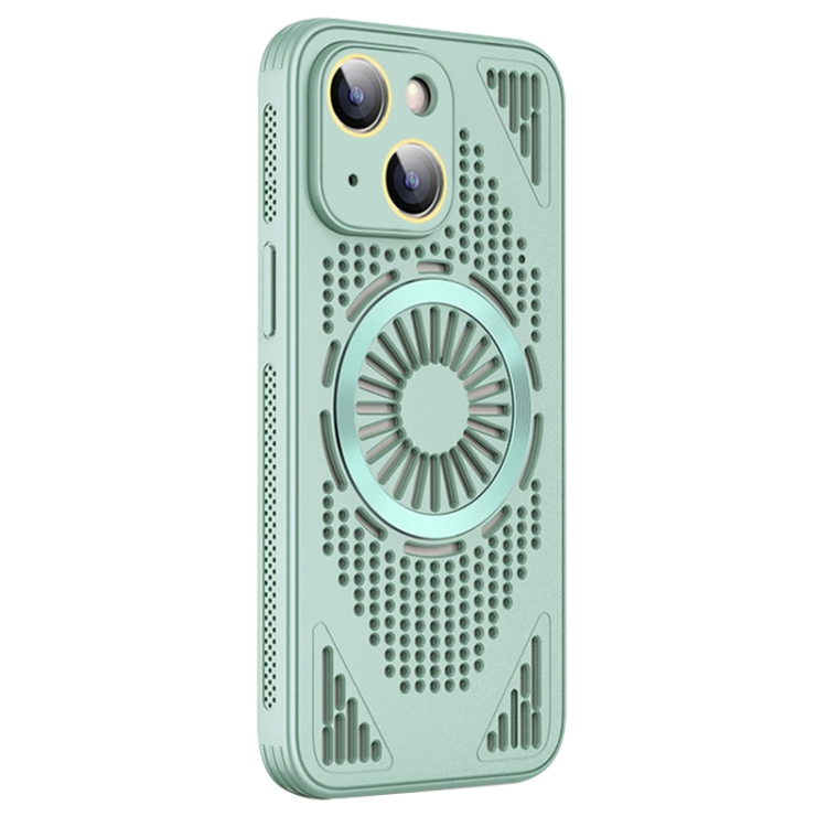 

For iPhone 13 Hollow Cooling MagSafe Shockproof Phone Case(Cyan)