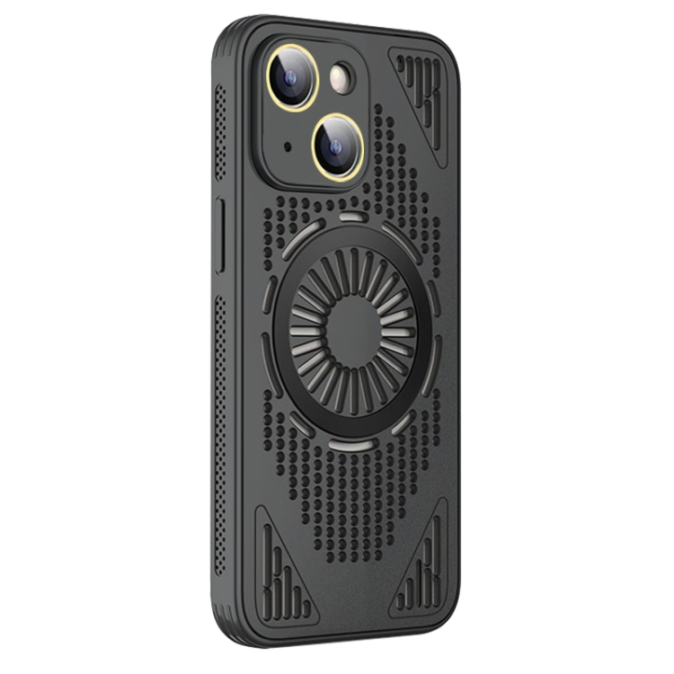 

For iPhone 13 Hollow Cooling MagSafe Shockproof Phone Case(Black)