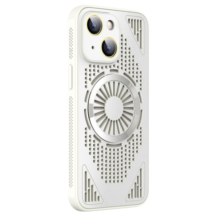 

For iPhone 13 Hollow Cooling MagSafe Shockproof Phone Case(White)
