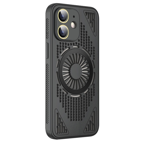 

For iPhone 12 Hollow Cooling MagSafe Shockproof Phone Case(Black)