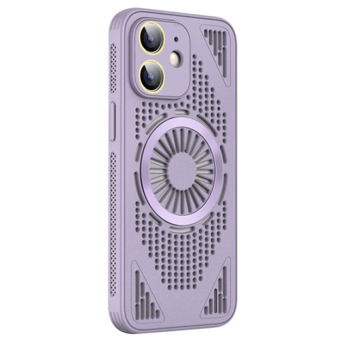 

For iPhone 12 Hollow Cooling MagSafe Shockproof Phone Case(Purple)