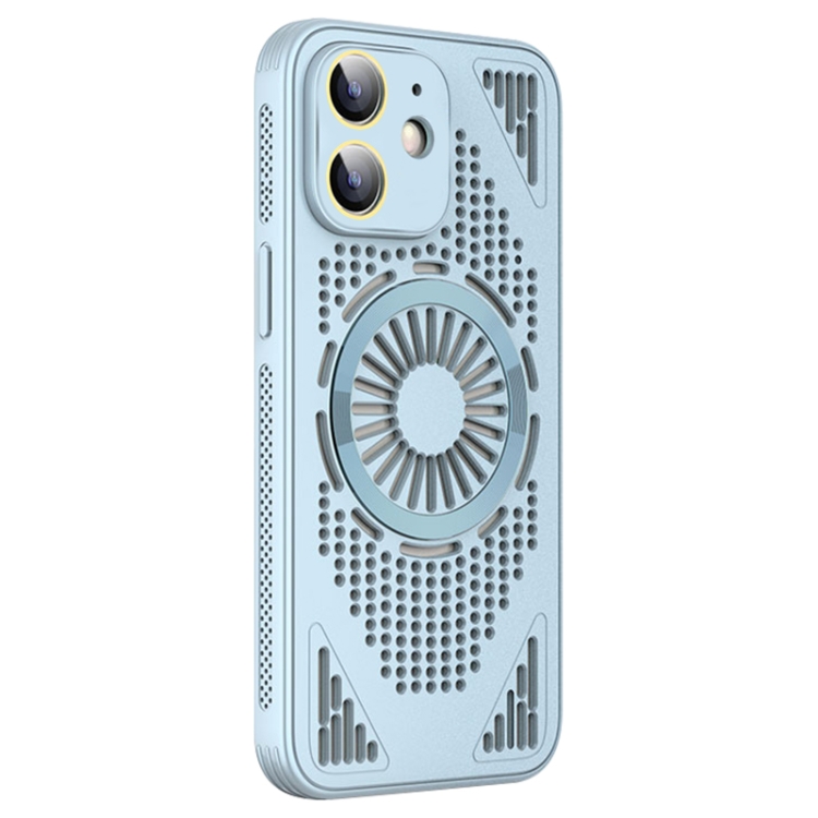 

For iPhone 12 Hollow Cooling MagSafe Shockproof Phone Case(Blue)