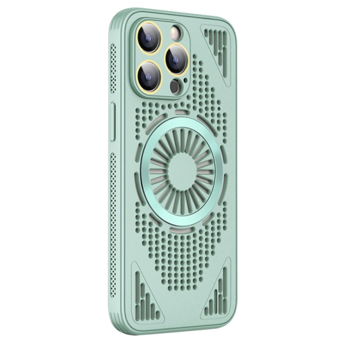 

For iPhone 12 Pro Max Hollow Cooling MagSafe Shockproof Phone Case(Cyan)