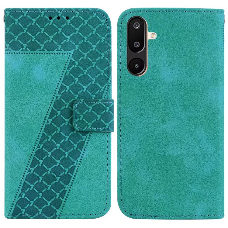 

For Samsung Galaxy M16 5G / F16 5G / M36 5G Seven-shaped Embossed Leather Phone Case(Green)