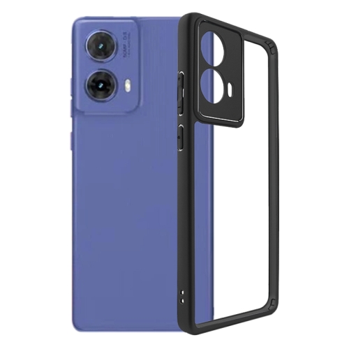 

For Motorola Moto G85 Frosted TPU + Transparent PC Phone Case(Black)