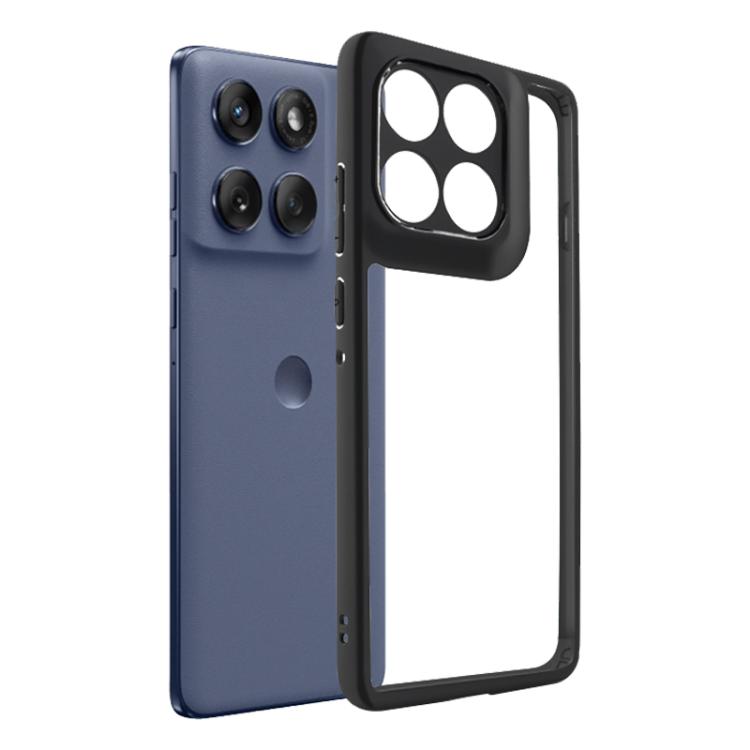

For Motorola Edge 60 Pro Frosted TPU + Transparent PC Phone Case(Black)